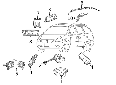 Air Bag Components for 2002 Dodge Caravan #0