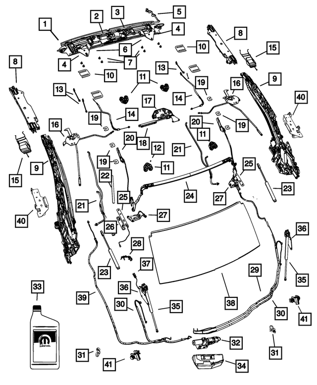 4795726AE - Body Sheet Metal Except Doors: Folding Top Header Latch Plate Assembly for Chrysler: Sebring Image