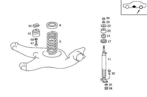 Rear Springs and Suspension Used with Self-Levelling Device for 1986 Mercedes-Benz 560SEC #0