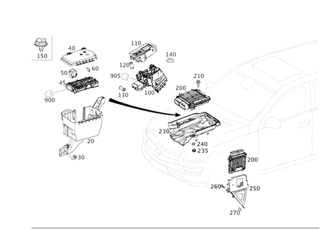 Control Units, Fuse Boxes and Relays in Engine Compartment for 2016 Mercedes-Benz GL350 #0