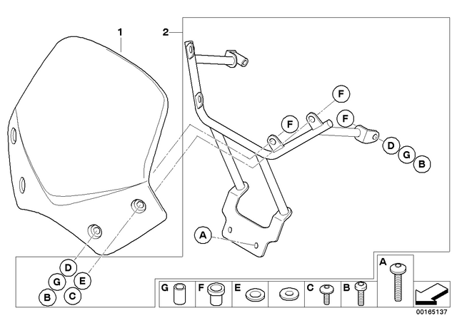 46637697209 - Ergonomics &amp; Comfort: Windshield Sport, Clear for BMW-Motorrad Image
