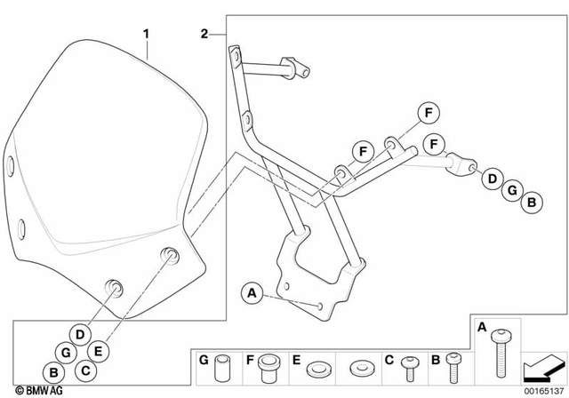 46637697209 - Ergonomics &amp; Comfort: Windshield Sport, Clear for BMW-Motorrad Image