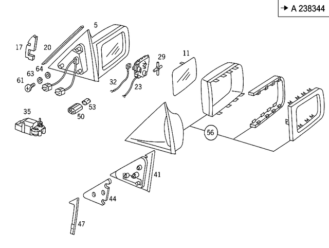 1408108616 - Doors: Mirror, Outer for Mercedes-Benz: 300SD, 400SE, 400SEL, 500SEL, 600SEL, S420 Image image