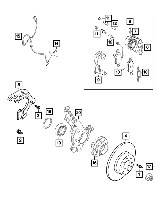 68719158AA - Brakes: Brake Mounting Bolt for Mopar Image