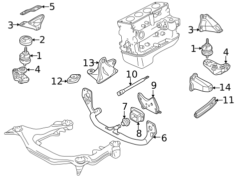 Engine & Trans Mounting for 1999 Volkswagen Passat #1