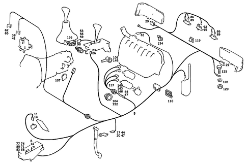 Cable Harnesses Used for Tail Lamps, Fuel Pump, and Transmission for 1989 Mercedes-Benz 190E #1