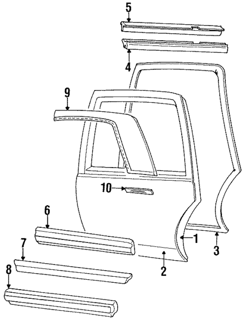Door & Components for 1990 Cadillac Seville #1