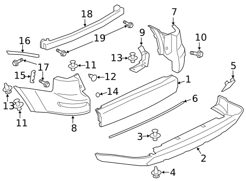 Bumper & Components - Rear for 2007 Mitsubishi Outlander #0