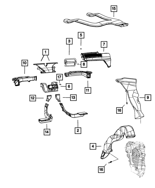 5108156AE - Air Conditioners and Heaters: Defroster Duct for Mopar Image image