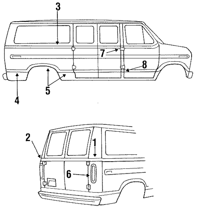 D6UZ1129140A - Body: Side Molding for Ford: E-150 Econoline, E-150 Econoline Club Wagon, E-250 Econoline, E-250 Econoline Club Wagon, E-350 Econoline, E-350 Econoline Club Wagon Image