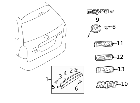 Exterior Trim - Lift Gate for 2000 Mazda MPV #0