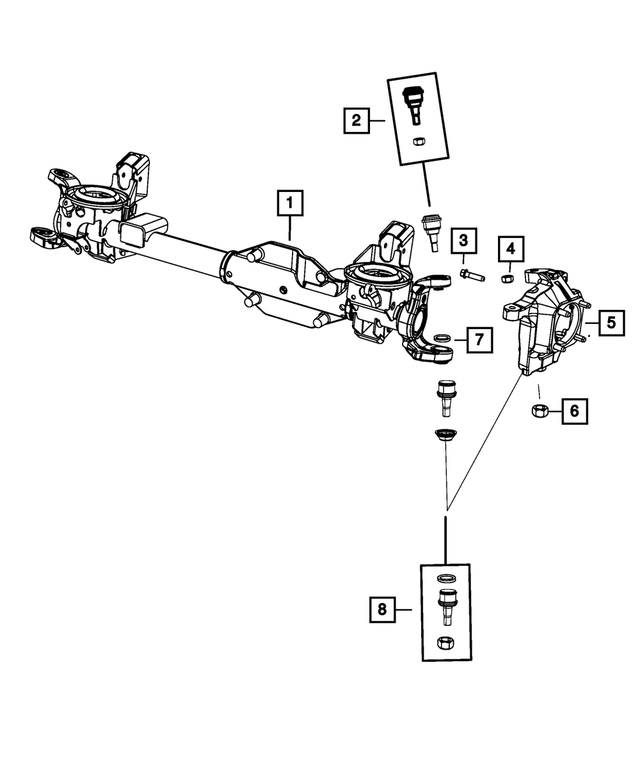 5086673AB - Front Axle; Two Wheel Drive; Differential and Drive Line: Steering Knuckle Socket Nut, Upper for Mopar Image