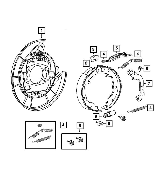 68159684AA - Brakes: Rear Drum Brake Backing Plate, Rear Right for Mopar Image