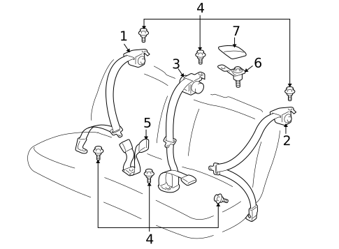 Rear Seat Belts for 2001 Toyota Prius #0
