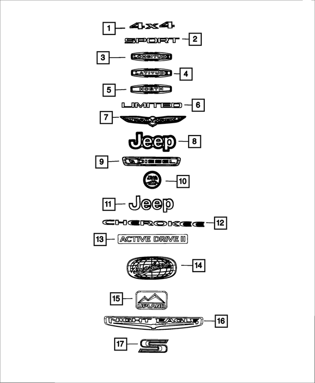68291193AA - Exterior Ornamentation: Liftgate Nameplate for Mopar Image