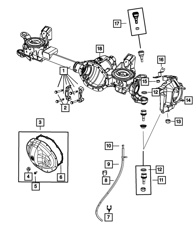 5086685AA - Front Axle; American Axle 235 MM Single Rear Wheel; Differential and Drive Line: Hex Head Bolt, Mounting for Mopar Image image