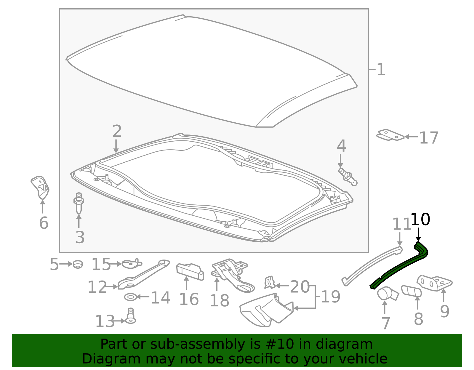 2014-2019 Chevrolet Corvette Front Passenger Side Roof Panel ...