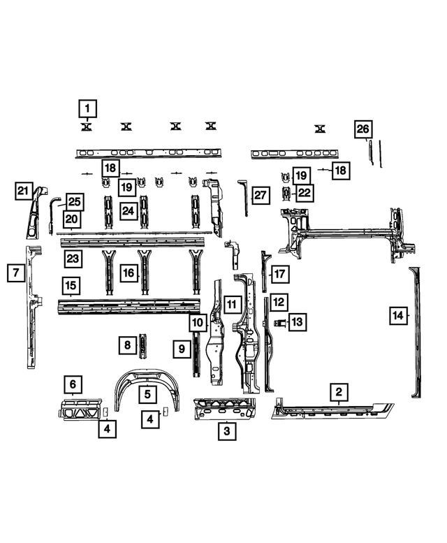 68570188AA - Body Sheet Metal Except Doors: C-pillar Reinforcement for Mopar Image