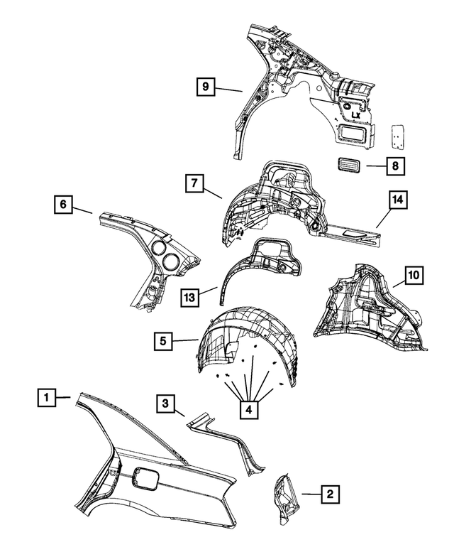 68039693AA - : Wheel House Extension, Left for Mopar Image