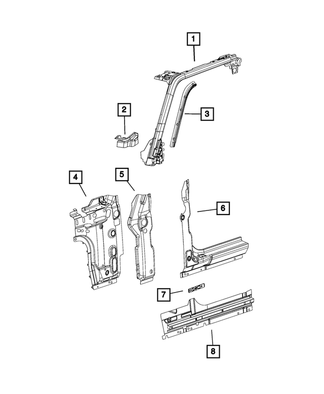 68352816AD - Body Sheet Metal Except Doors: A Pillar Baffle, Right for Mopar Image