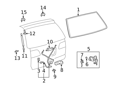 Glass - Lift Gate for 1999 Toyota Sienna #0