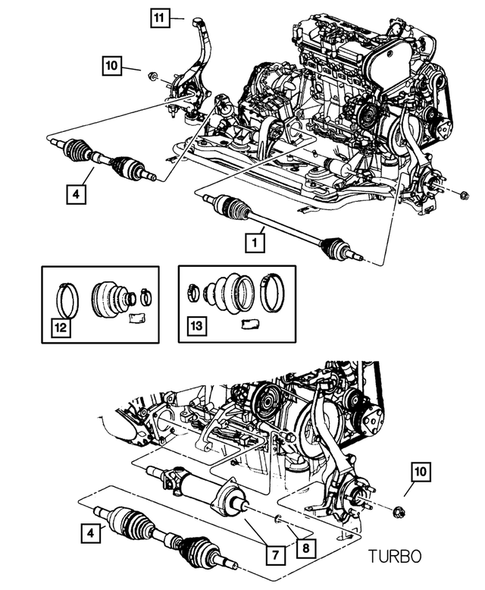 Front Axle Drive Shafts for 2001 Dodge Stratus #0