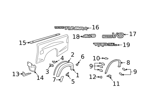 Exterior Trim - Pick UP Box for 2004 Toyota Tundra #1