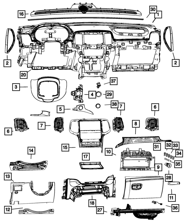 1UQ69AAAAA - Interior Trim: Instrument Panel Applique, Driver, Outboard for Mopar Image
