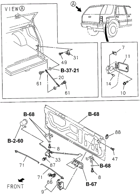 Tailgate Component for 1997 Honda Passport #0