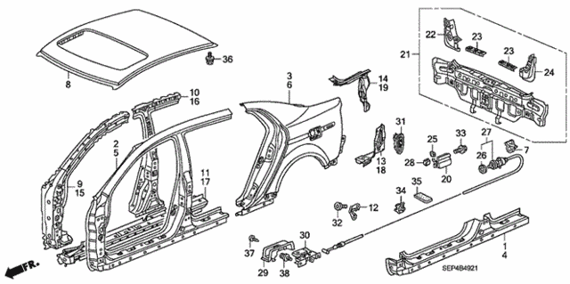 Outer Panel - Rear Panel (2) for 2005 Acura TL #0