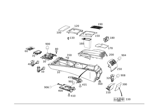 Housing with Stowage Tray, Armrest and Ashtray for 2008 Mercedes-Benz C350 #0