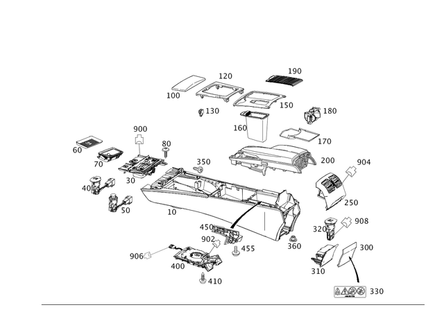 2046806550 - Trim: Housing, Center Console for Mercedes-Benz: C250, C300, C350, E550 Image image