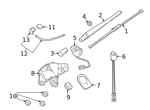 Rear Wiper Components for 2024 Porsche Macan #1