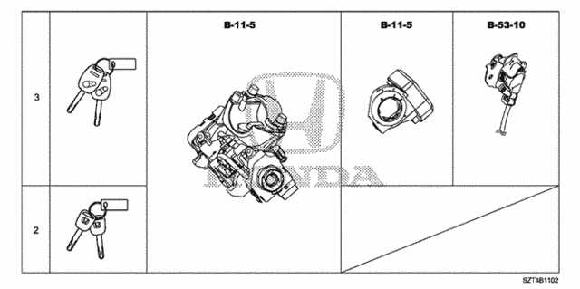 Key Cylinder Set for 2012 Honda CR-Z #0