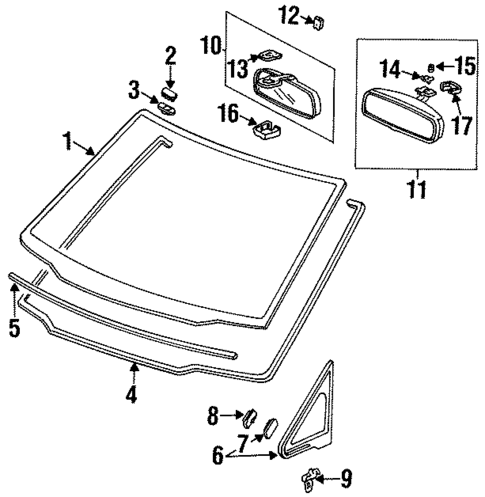 Glass - Windshield for 1998 Isuzu Oasis #0