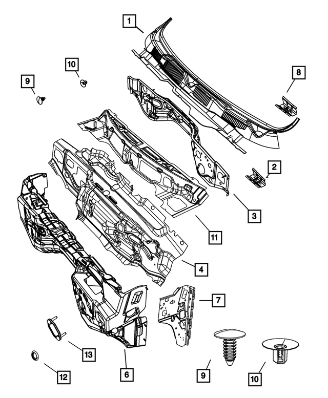 55275789AI - Body Sheet Metal Except Doors: Cowl And Plenum Panel for Mopar Image