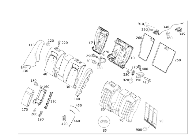 2188200598 - Rear Seat Bench: Seat Heating for Mercedes-Benz: CLS400, CLS550, CLS63 AMG, CLS63 AMG S Image image
