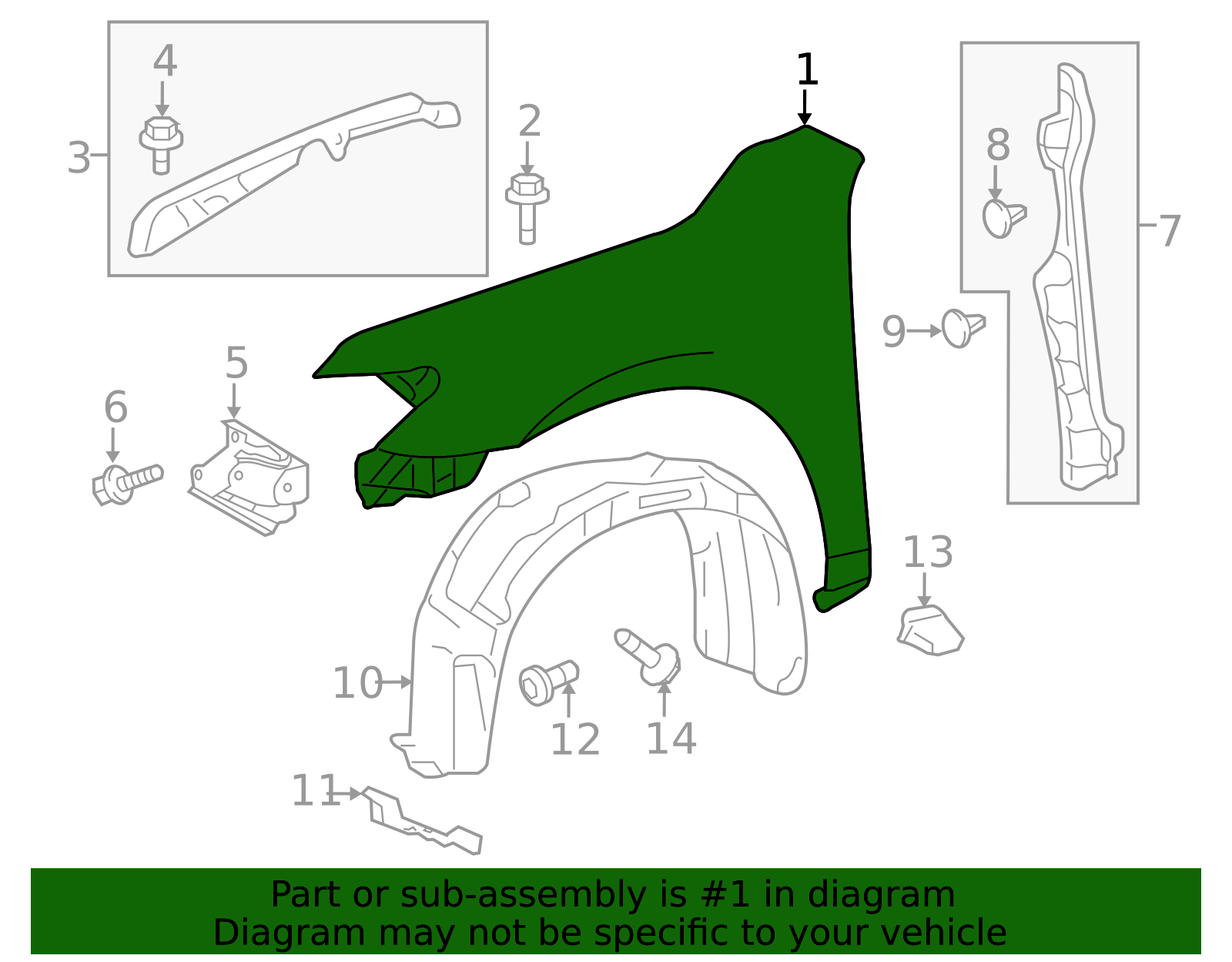 OEM 2012-2014 Toyota Camry Fender Part # 53812-06150 | Modern Toyota Parts