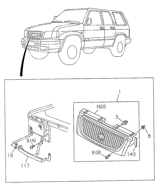 Front Grille for 1998 Acura SLX #0