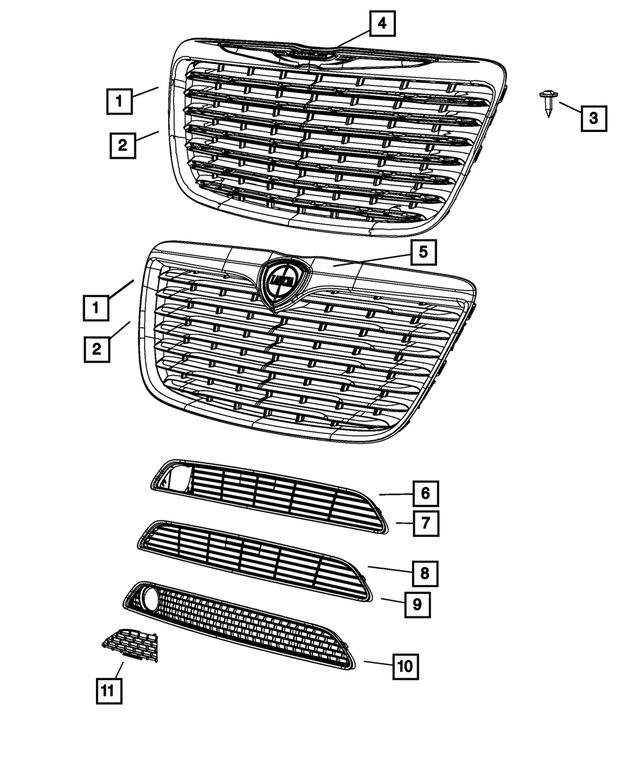 68146909AA - Exterior Ornamentation: Radiator Grille for Mopar Image