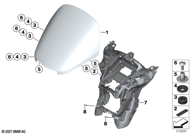46639899428 - Frame and Mounting Parts: Windshield, Low -  for BMW-Motorrad Image