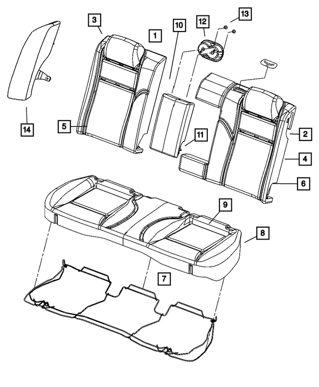 « 5139684AA – Interior Trim : Siège, Dossier Arrière Panneau pour Mopar Image »