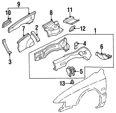 Structural Components & Rails for 1997 Honda Accord #0