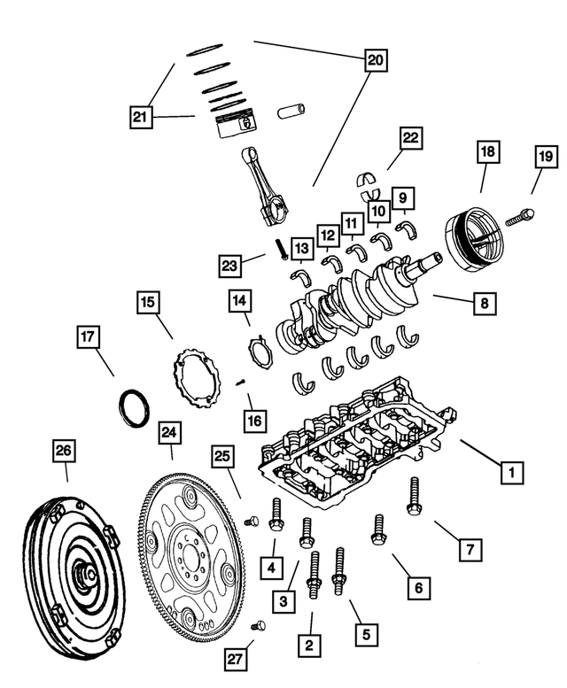 5013586AC - Engine 4.7L Eight Cylinder: Crankshaft Bearing Package for Mopar Image