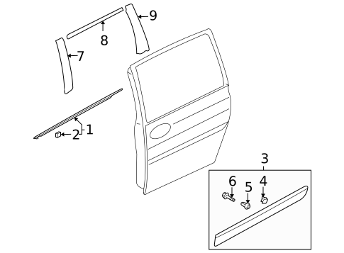 Exterior Trim - Side Door for 2008 Kia Sedona #0