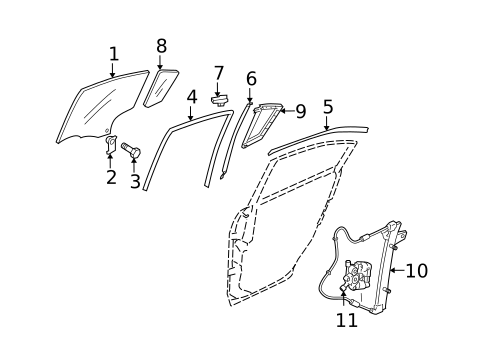 Glass - Rear Door for 2014 Mazda 5 #0