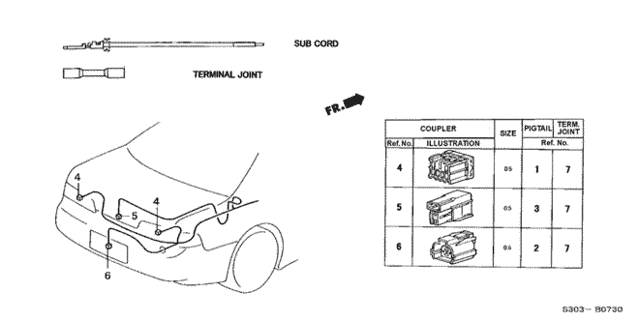 Electrical Connectors (RR.) for 1998 Honda Prelude #0