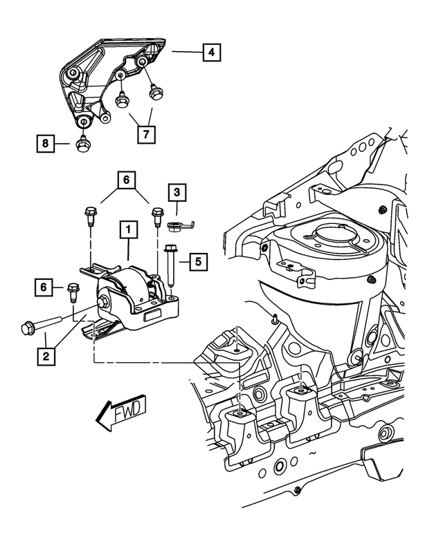 6104412AA - 2.0L Turbo Diesel; Engine: Hex Head Bolt And Coned Washer, Mounting for Mopar Image
