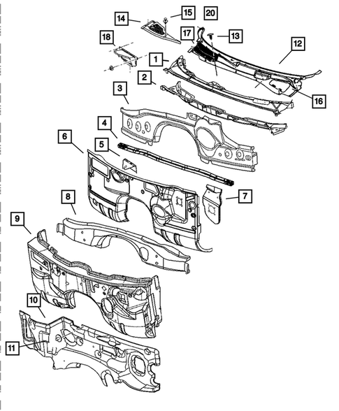 Cowl and Dash Panel for 2006 Chrysler 300 #0