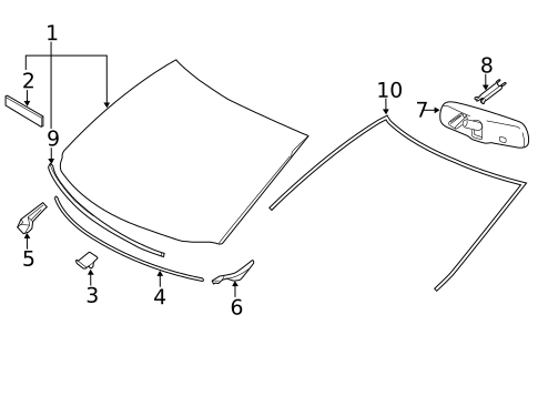 Glass - Windshield for 2009 Toyota Highlander #0